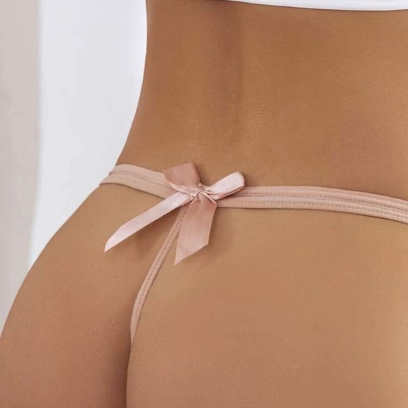Bow Decor Lace Mesh Thong - Picture 2 of 3
